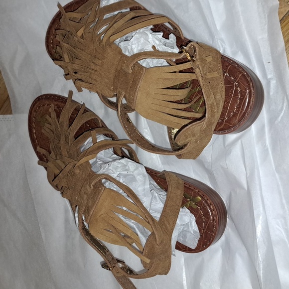 Sam Edelman Strappy Western Fringe Sandals. Brown Suede Leather. SIZE 8 - Picture 4 of 7